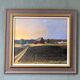 1992 Vintage Modernist Swedish "Sunset Fields" Rural Landscape Oil Painting, Framed
