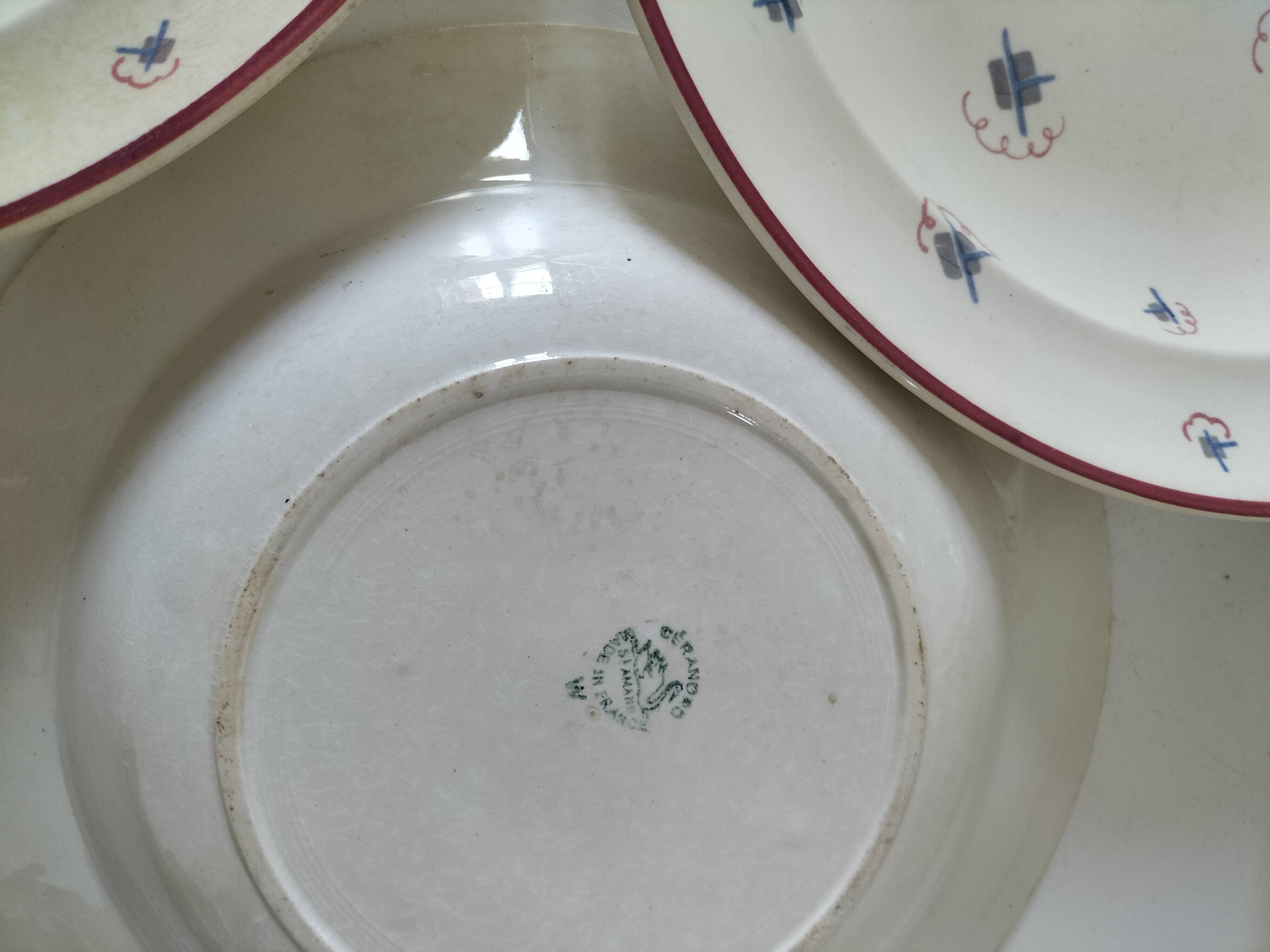 4 antique deep plates Céranord St Amand and Grand Dépôt E. Bourgeois