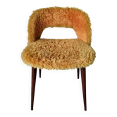 Authentique ancien fauteuil moumoute Vintage en bon état
