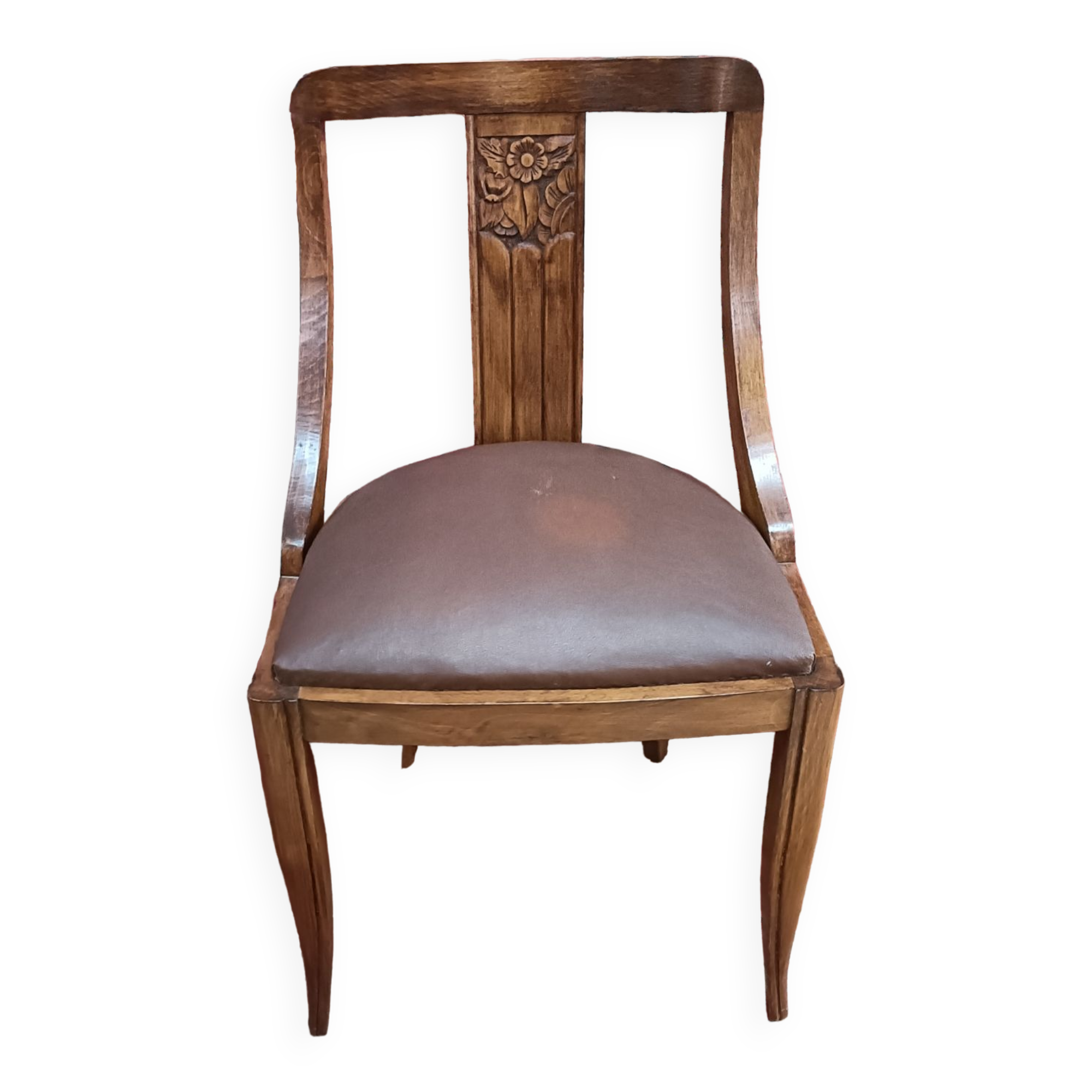 Gondola chair with art-deco motifs, spring leatherette seat