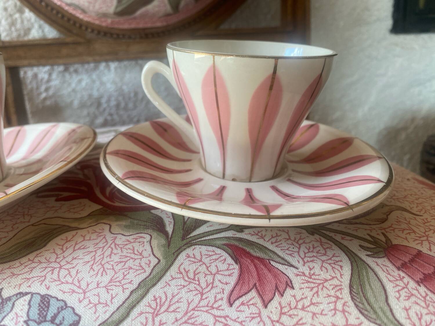 Set of 2 vintage Digoin coffee cups