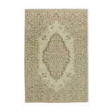 Handmade Persian Vintage 213 cm x 314 cm Beige Wool Carpet