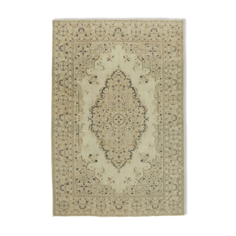Handmade Persian Vintage 213 cm x 314 cm Beige Wool Carpet