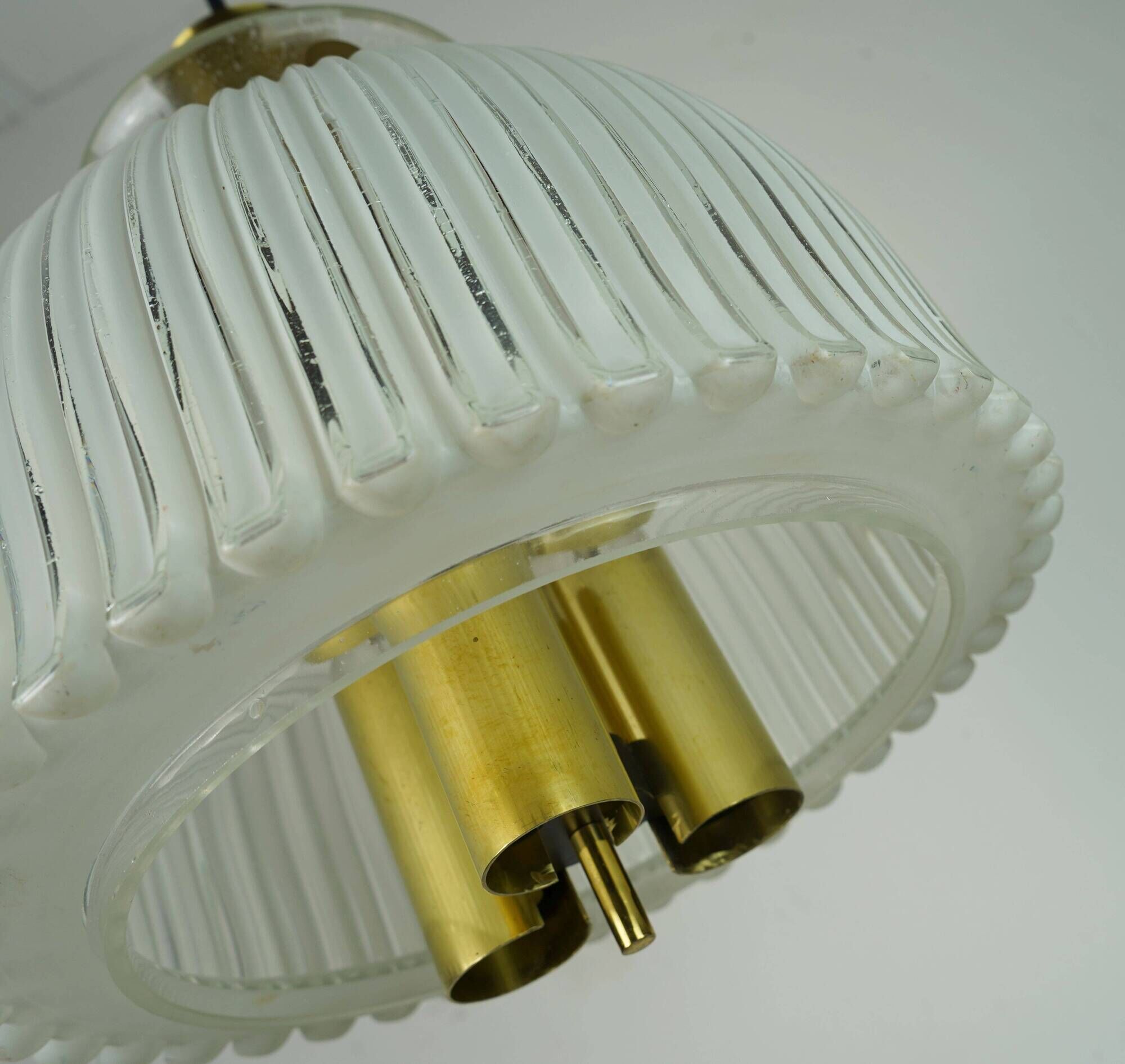 limburg mid century PENDANT LIGHT model P 239 a 4168 glass and brass 1960s
