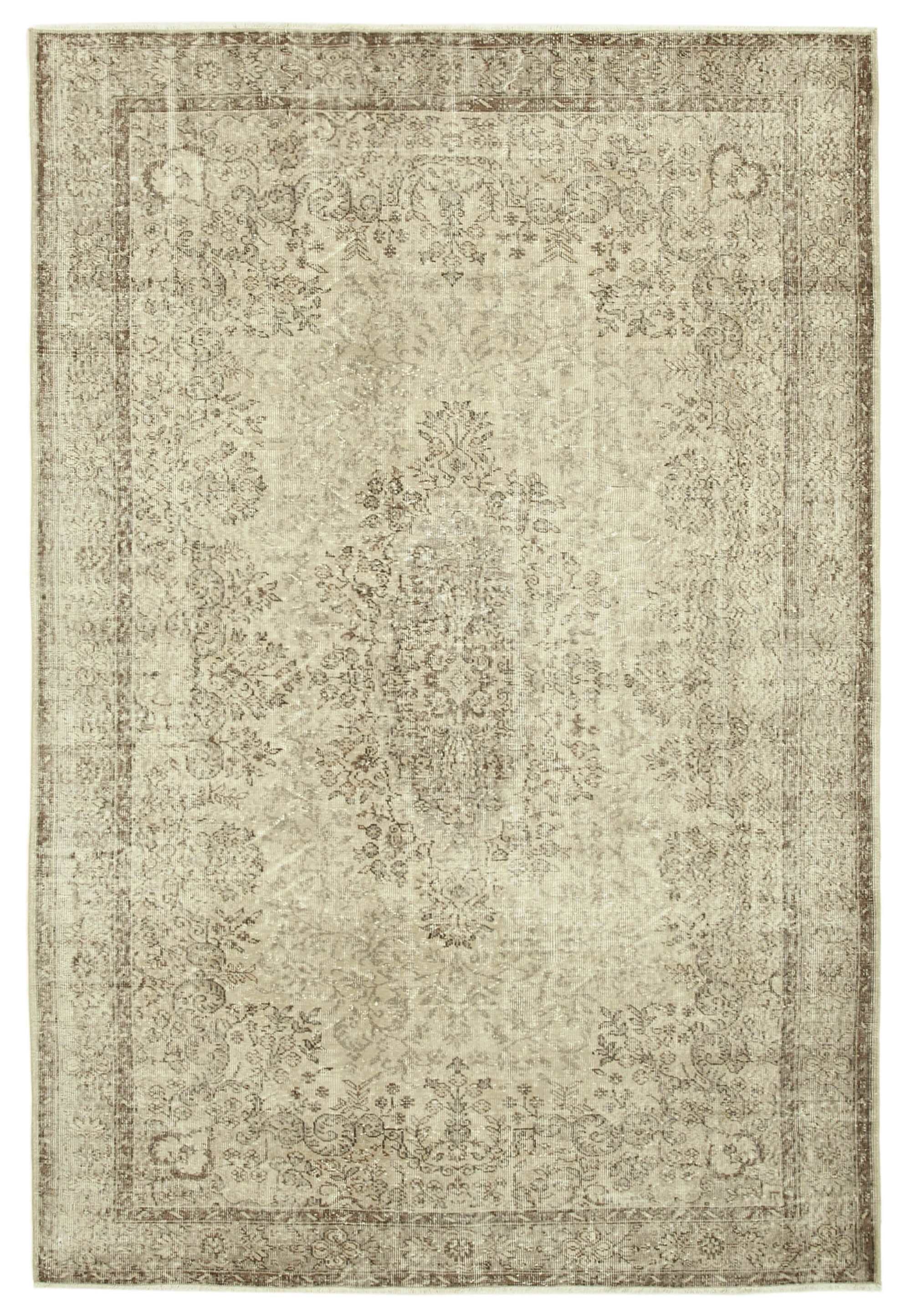 Handmade unique oriental beige rug 202 cm x 313 cm