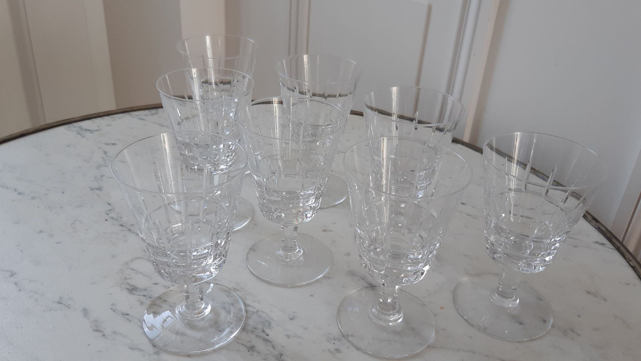 Set of 8 wine glasses Cristallerie de Lorraine 50s