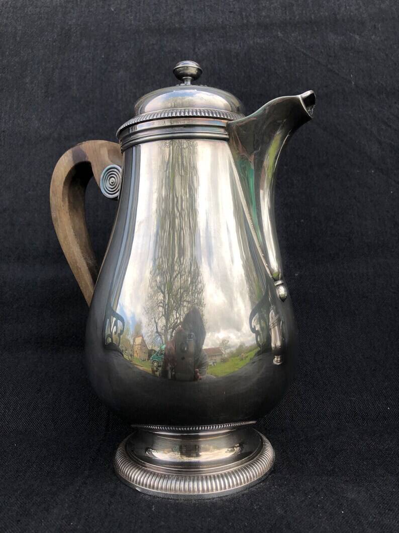 Christofle Gallia Silver Plated Coffee Pot & Sugar Bowl: Art Nouveau Regenc