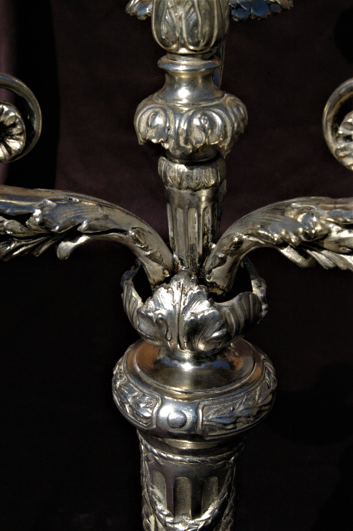 Gallia Christofle Paire 2 Candelabras Chandeliers Silver Bronze Louis XVI H45cm