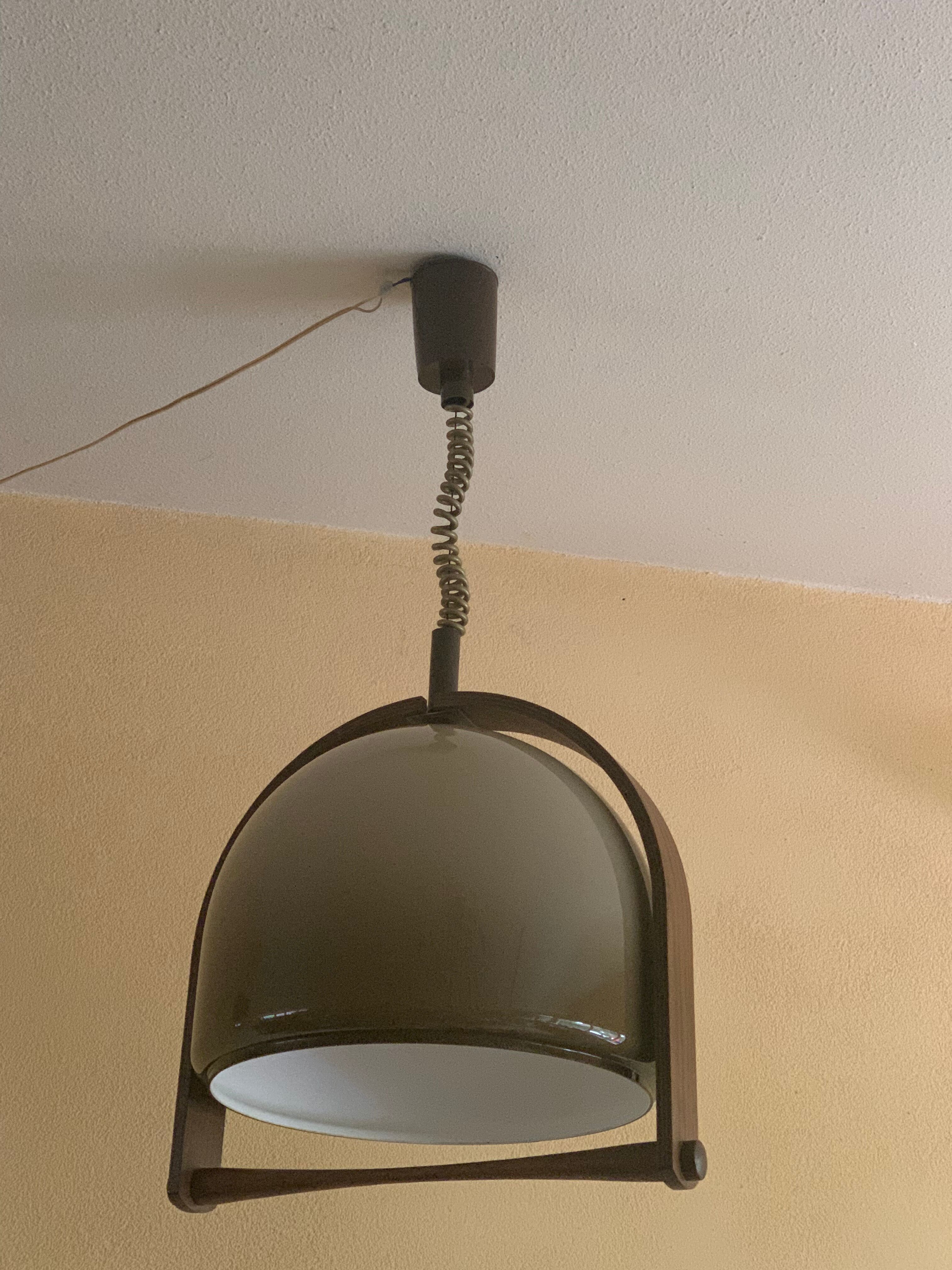 Temde Leuchten pendant lamp lucid and vintage teak