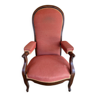 Fauteuil Voltaire à crémaillère XIXem en noyer