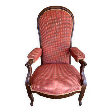 Fauteuil Voltaire à crémaillère XIXem en noyer