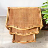 Vintage trundle tables in bamboo and rattan
