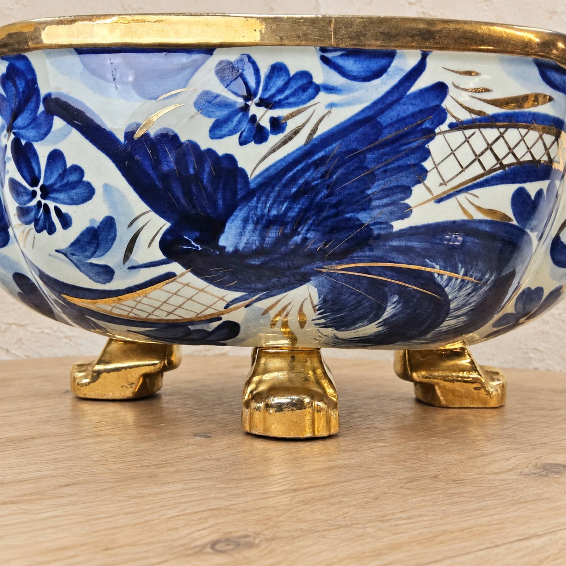 Vintage bonbonniere H. Bequet blue birds hand-painted