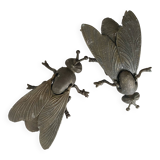 2 cendriers insectes mouches en métal années 50-60