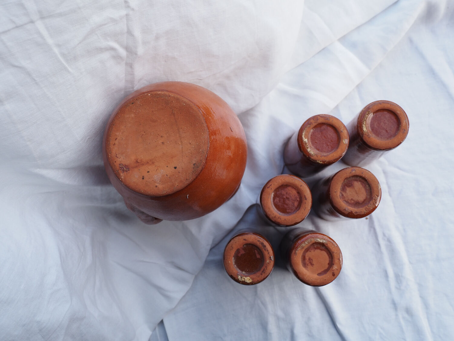 Orangeade service with a jug and 6 glasses - vintage terracotta