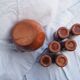 Orangeade service with a jug and 6 glasses - vintage terracotta