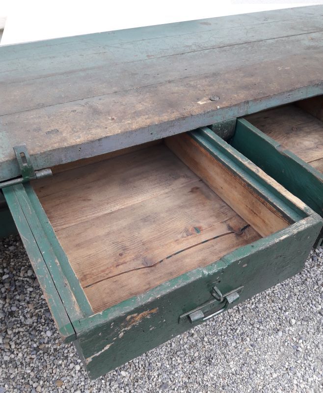 Établi industriel d'atelier 4m ancien