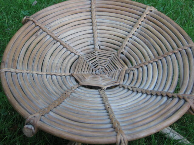 Low seat vintage rattan and wood