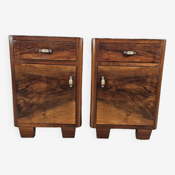 1940s Art Deco bedside tables in briarwood