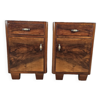 1940s Art Deco bedside tables in briarwood