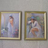Pair of paintings with feminine decoration