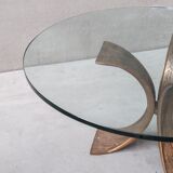 Bronze and glass belgium mid-century coffee table