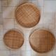 Trio de plateaux en bambou tressé ancien