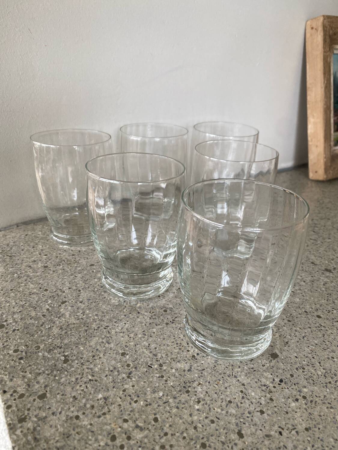 6 antique faceted glasses