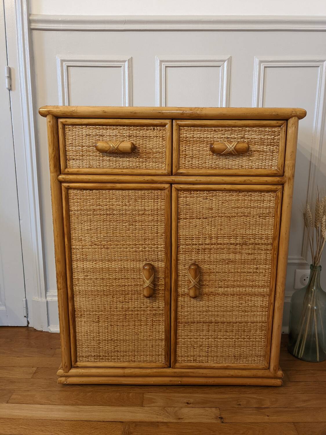 Rattan and wicker chest of drawers
