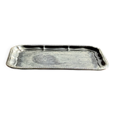 Grand plateau vintage en métal argenté à décor végétal style Art nouveau L4