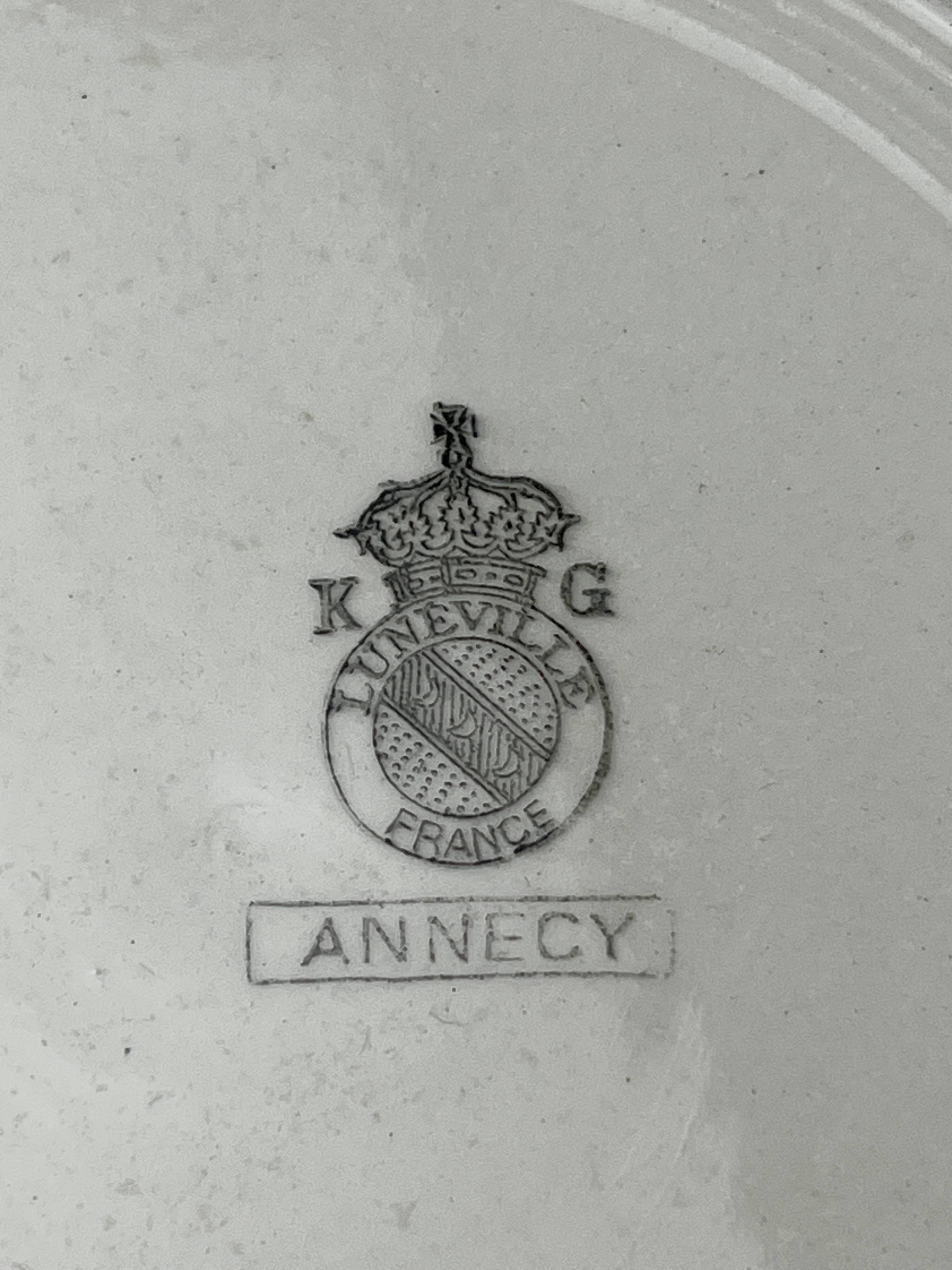 Set of four Lunéville KG plates model Annecy from around 1930.