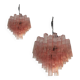 Murano Style Glass Sputnik Chandelier Pink and Brunito Metal Frame, Set of 2 or Pair of Chandelier