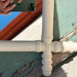 Vintage wooden turned mirror, white, rectangular, 1940s.