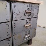 Antique workshop workbench, vintage, metal and wood