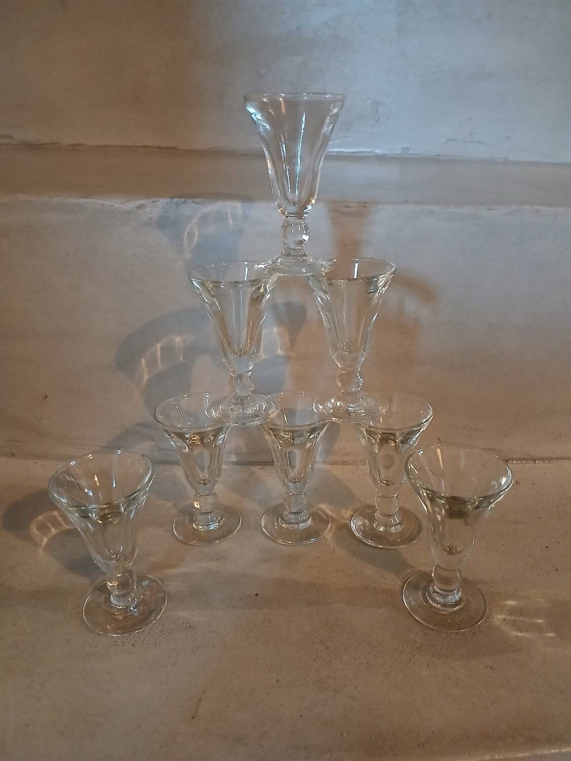 8 small old bistro glasses