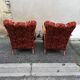 Paire de fauteuils année 50 tissu bordeaux