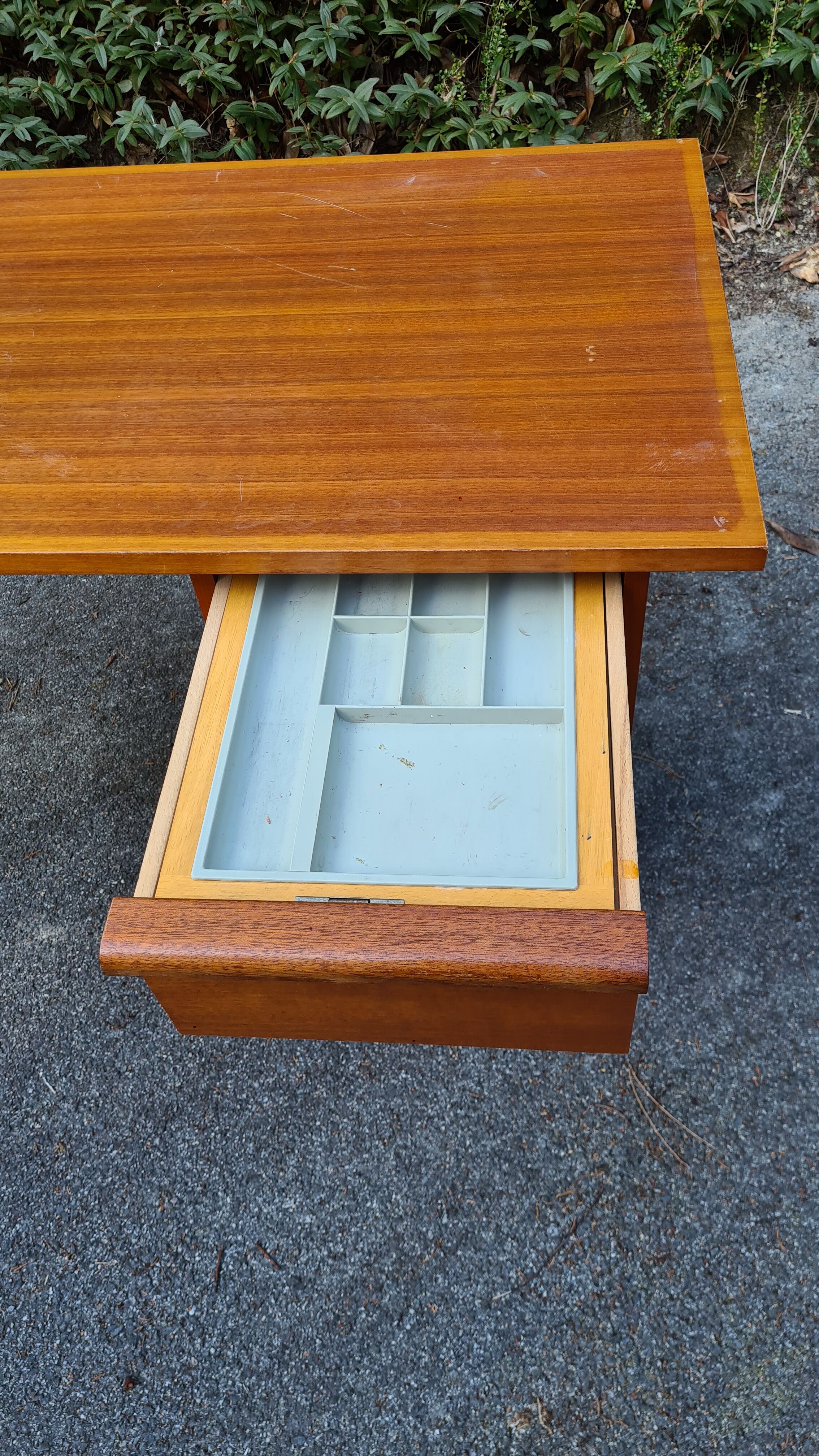 Wooden desk compass feet 60s