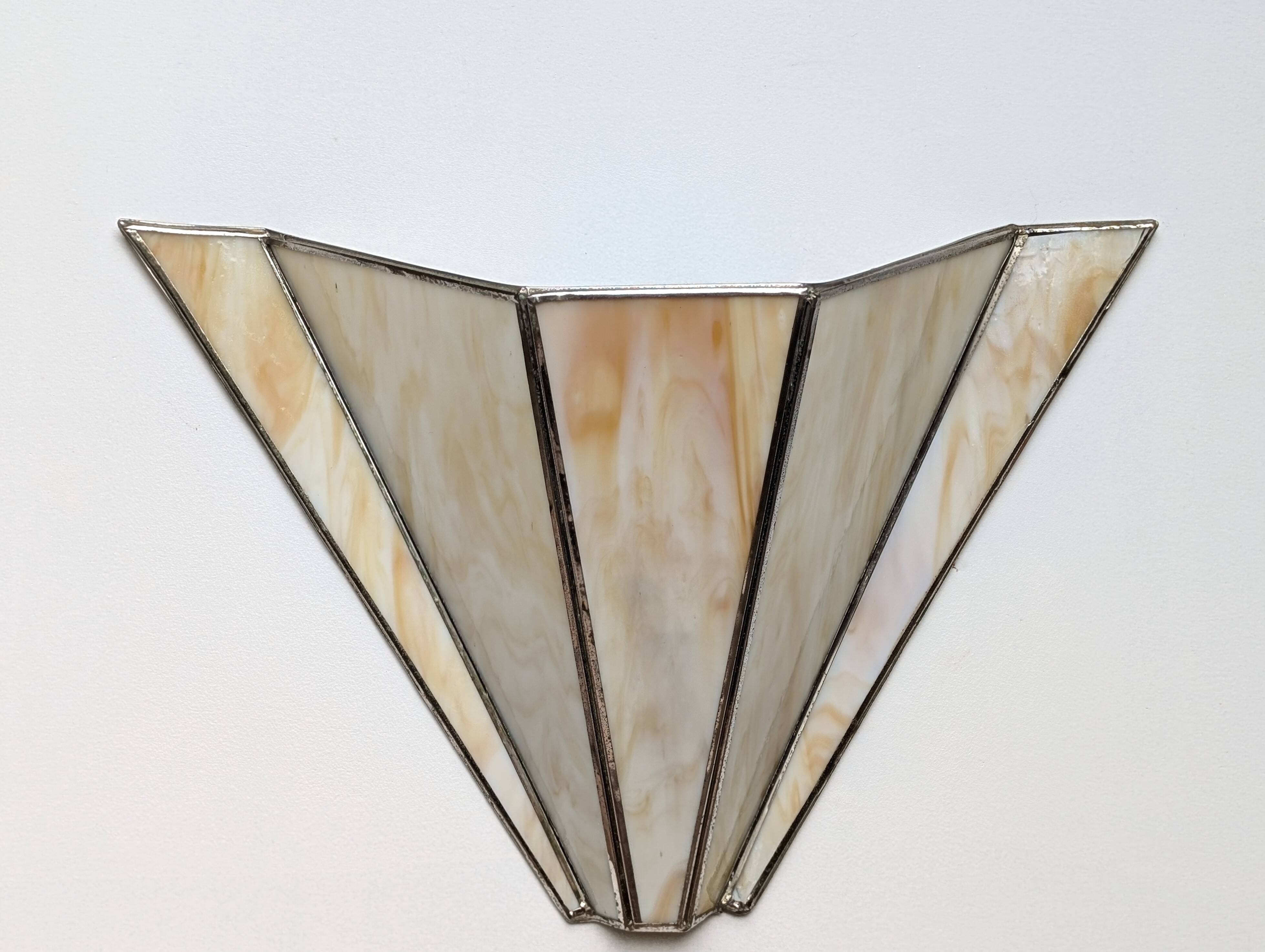 Pair of Art Deco glass paste wall lights