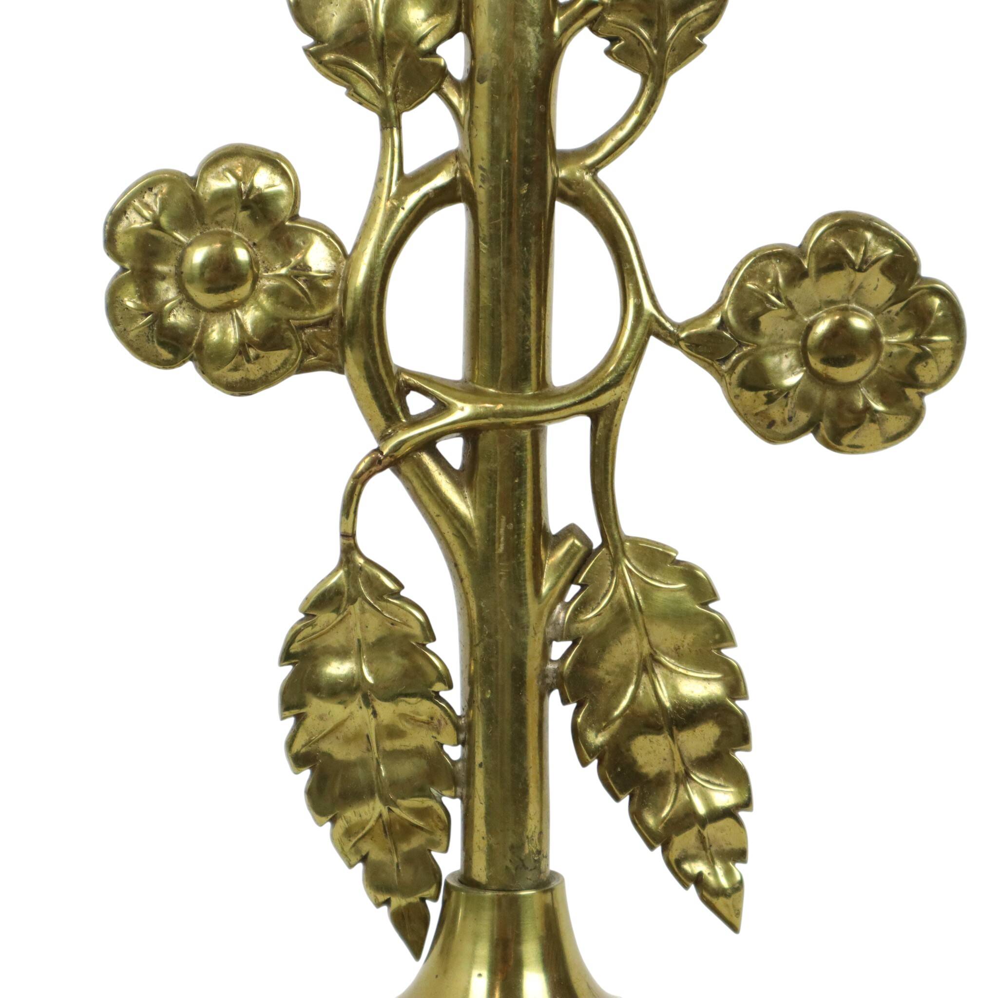Elegant Floral Table Lamp Brass Art Nouveau Style 43cm