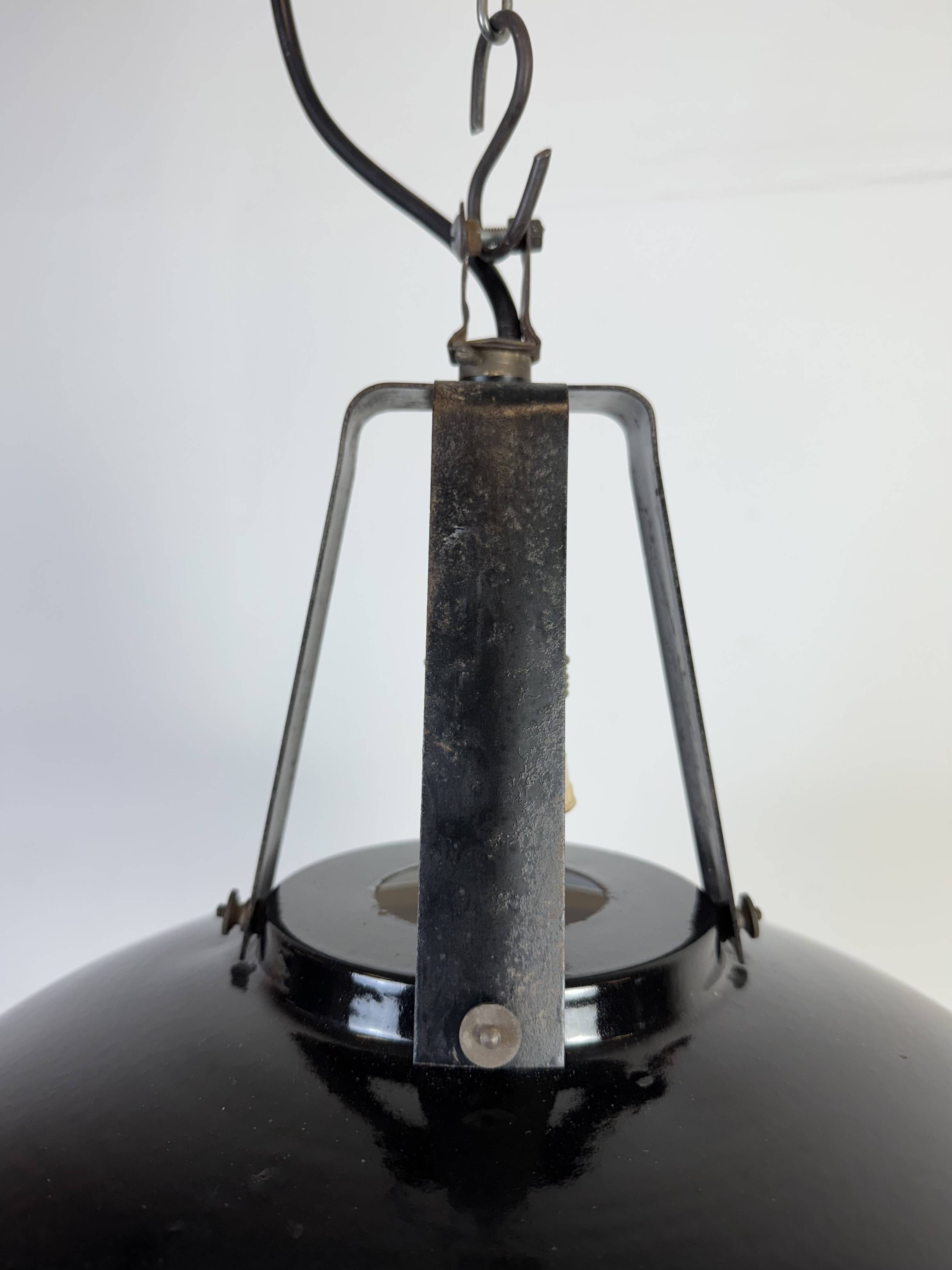 Industrial french black enamel pendant lamp from mazda, 1960s