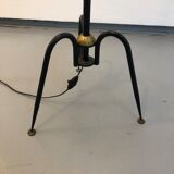 Floor lamp model 641 on metal tripod patinated rifle and elements in lunel brass