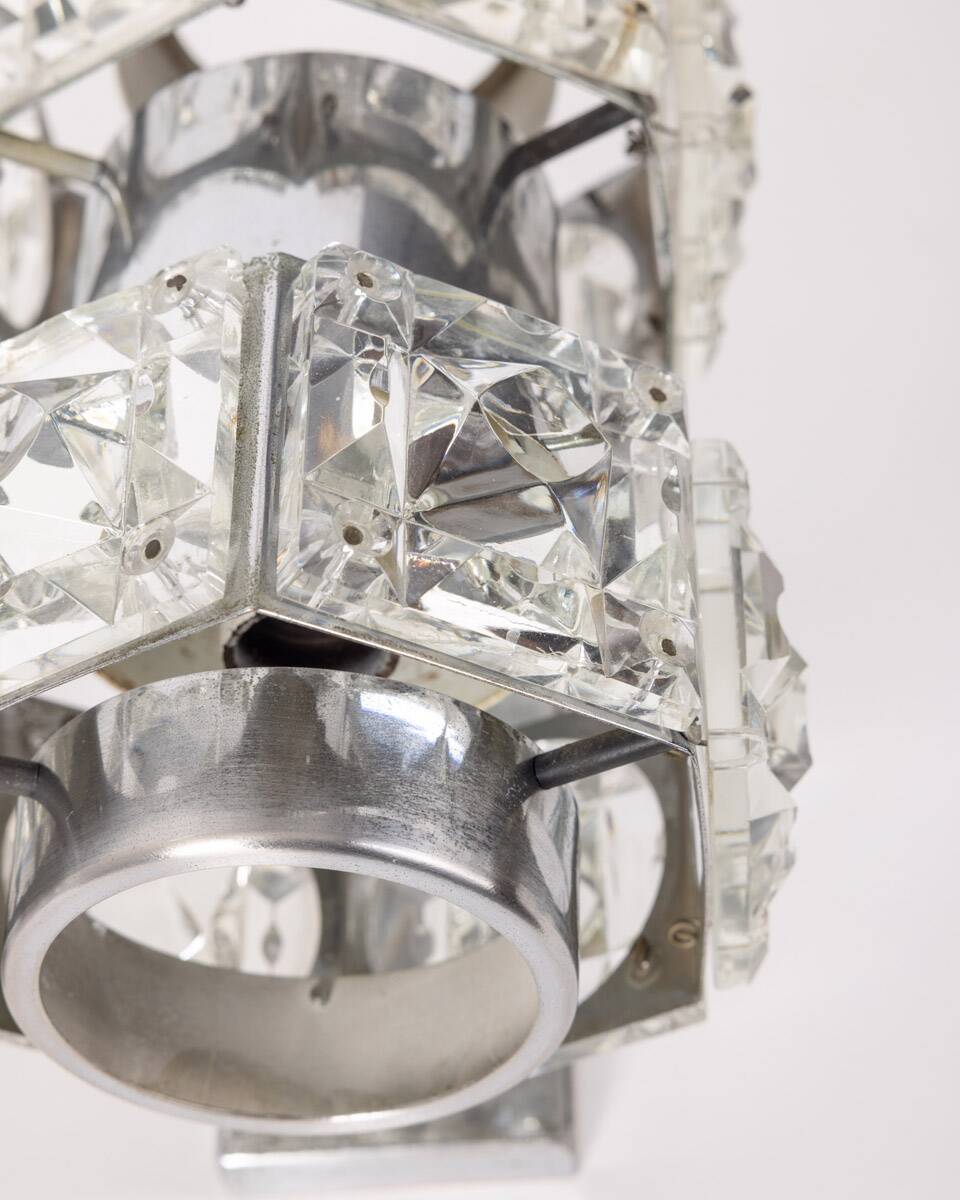 Pair of vintage 60s wall lamps in crystal design kinkeldey
