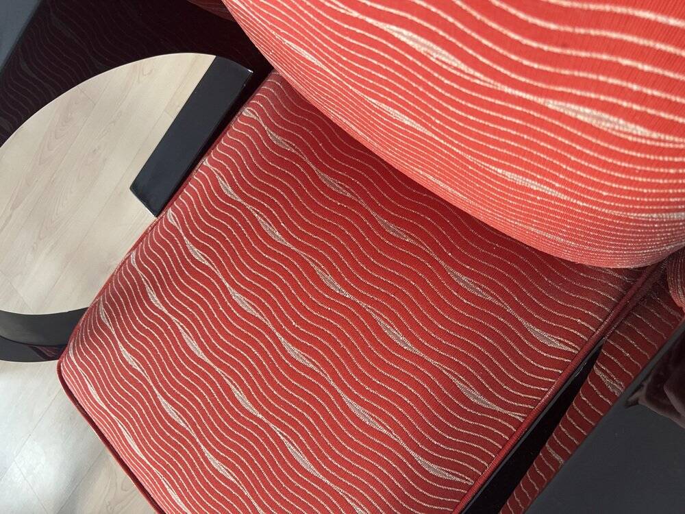 Art Deco Club Chair, Black Lacquer and Red Fabric, France circa 1930
