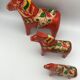 Set of 3 wooden dalecarlie horses