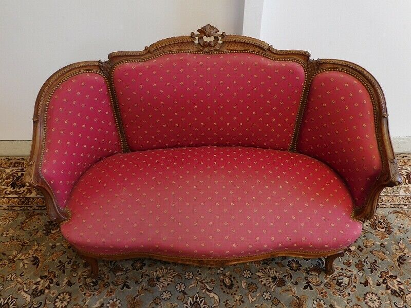 2-seater sofa bench Louis XV walnut from the 19th century