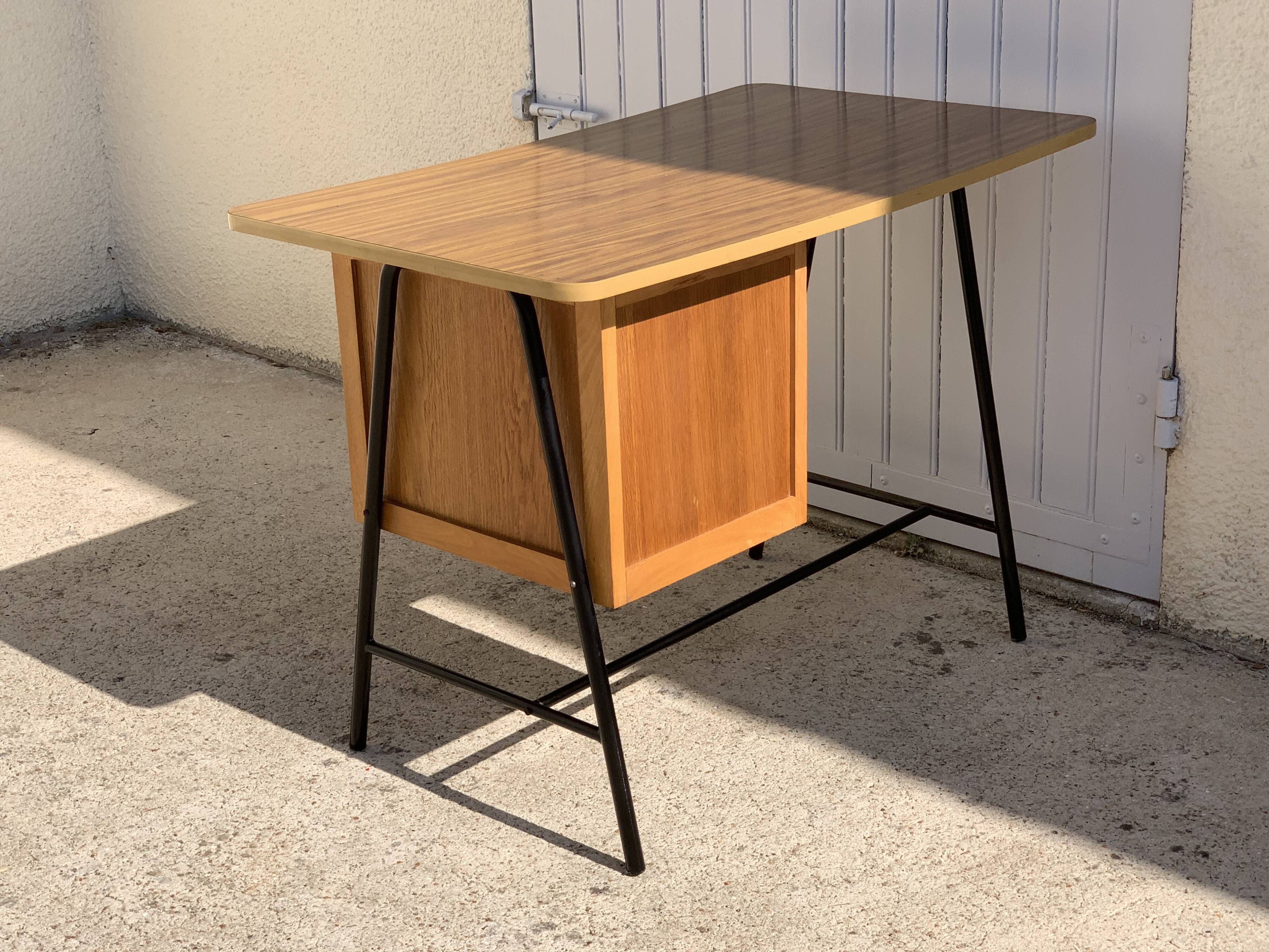 Vintage wood and formica desk 1950