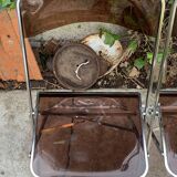 6 chaises pliantes en Plexiglas fumé et métal chrome Chaisor 1970