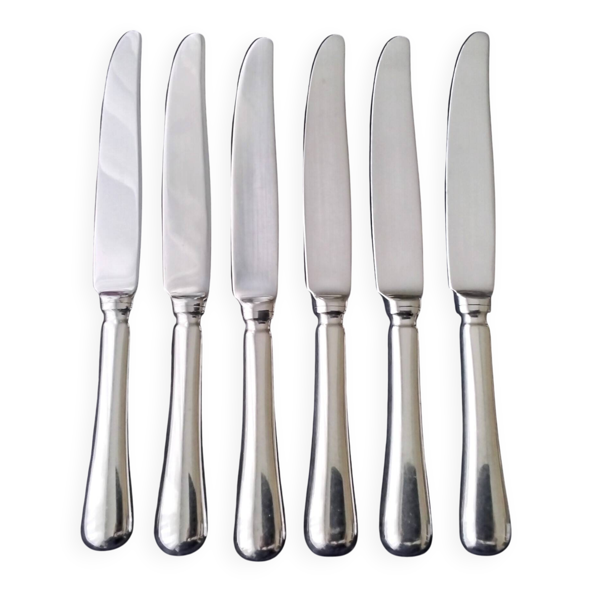 6 Silver-plated and Stainless Steel Table Knives Jean Couzon 24 cm