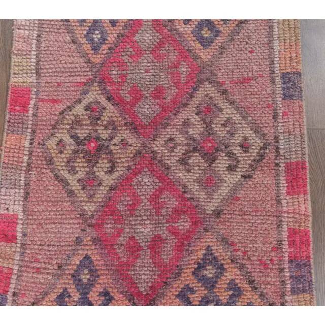 Pink Beige-Blush Vintage Turkish Hand-Knotted Runner 72x365
