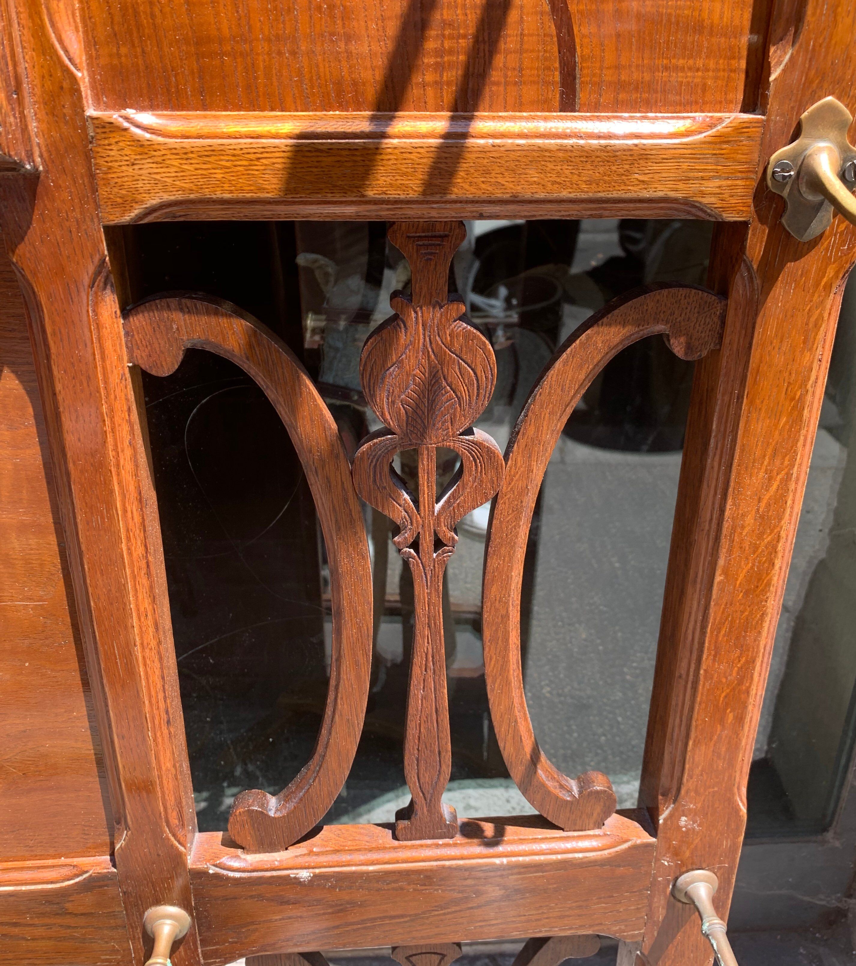 Antique french bronze, acacia, and walnut coat rack by Émile Galle